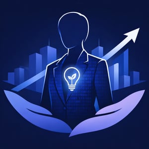 Corporate Silhouette with Data Pattern and Supportive Hands