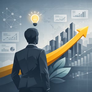 Investor Confidence Arrow Through City Skyline