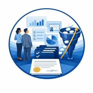 Professional Blue Circular Emblem with Grant and Folder Elements