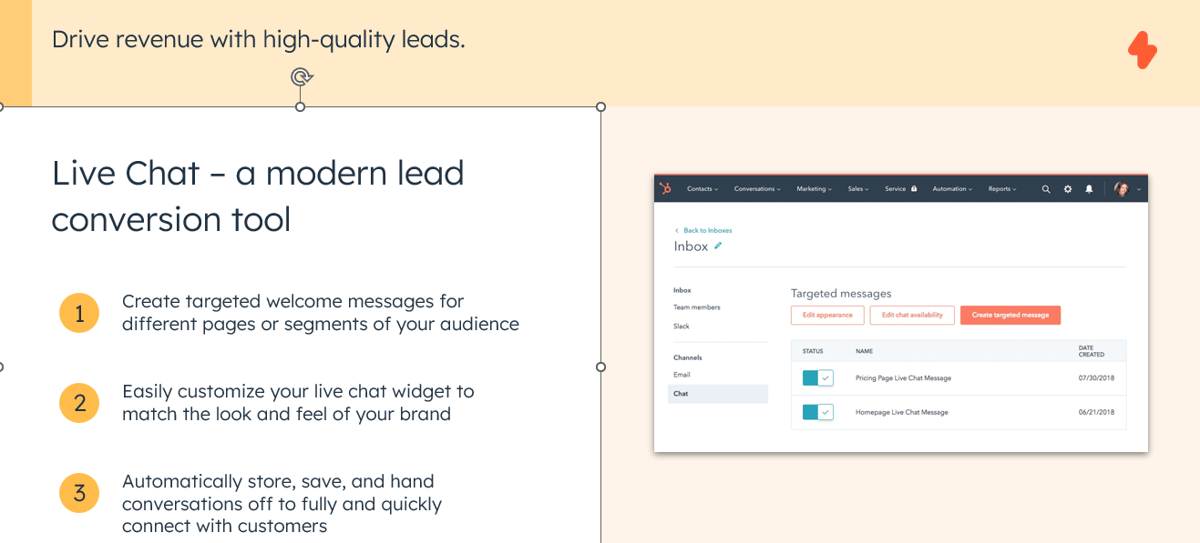 hubspot live chat